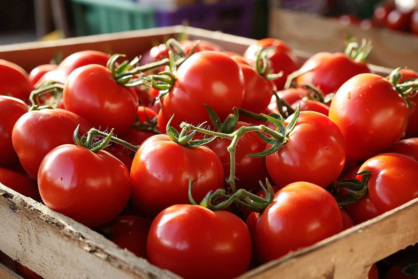 Tomatoes in crates